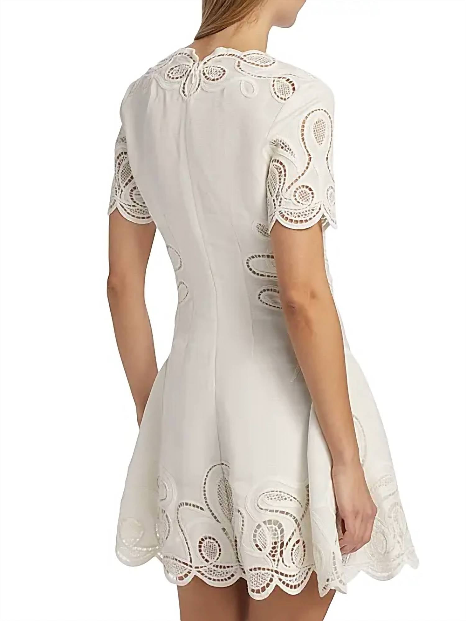 Simkhai - Morrigan Embroidered Short-sleeve Mini Dress