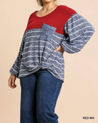 Umgee - Heathered Puff Sleeve Top - Plus