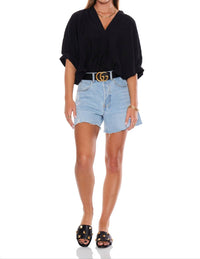 PINCH V-neck Tunic Top in black - women's blouse - alternate view