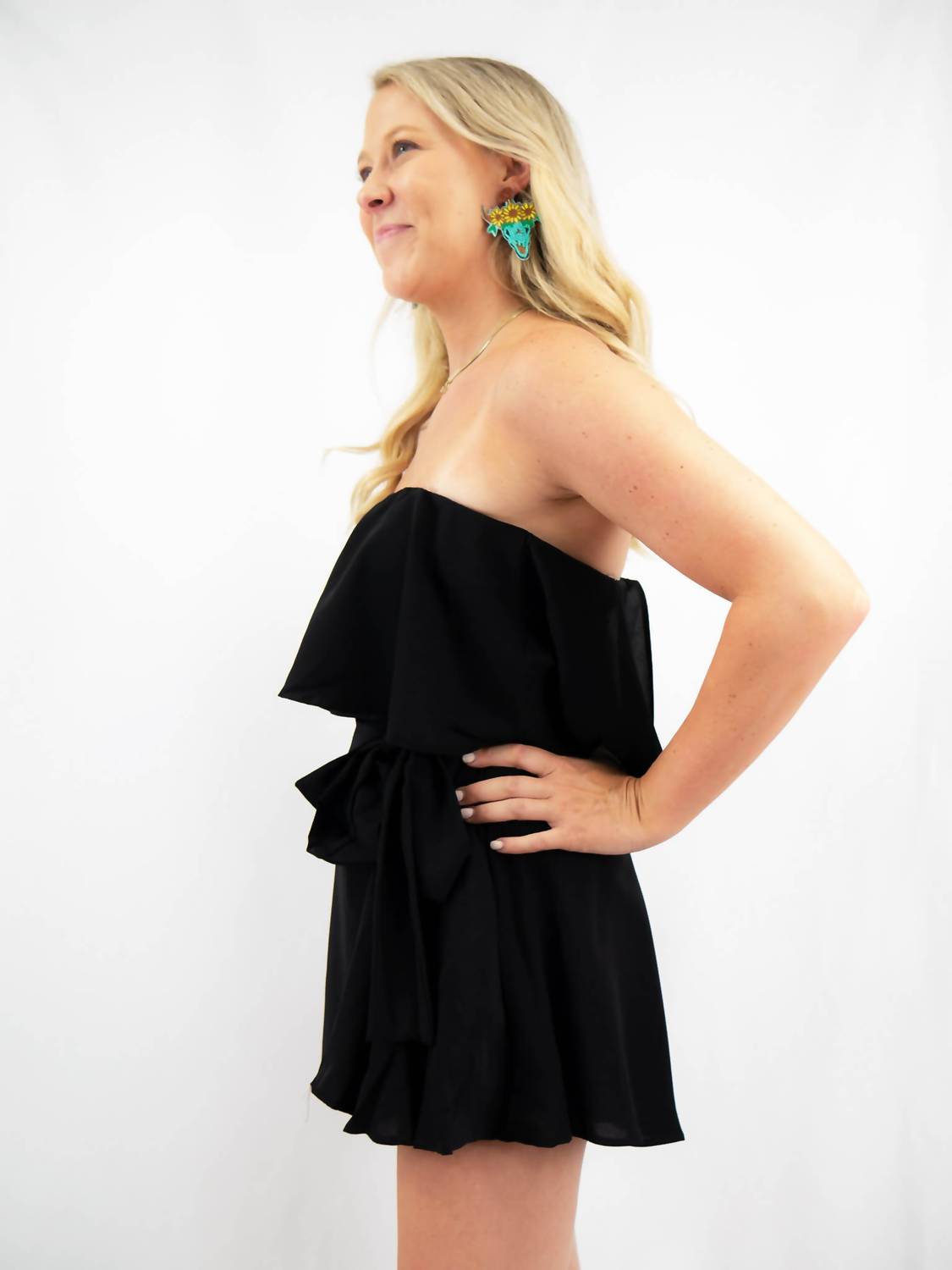 DO+BE Strapless Romper in black - women's pants - alternate view