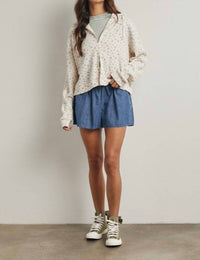 WISHLIST Floral Waffle Knit Hooded Jacket in cream rose - women's jacket - view 4