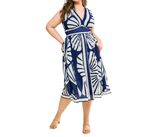 Curve Market - Ella V-Neck A Line Midi Dress