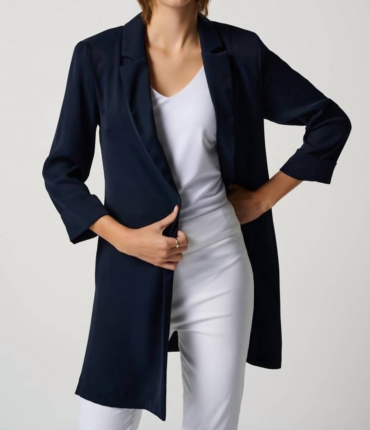 Joseph Ribkoff Classic Long Blazer in midnight blue - women's jacket