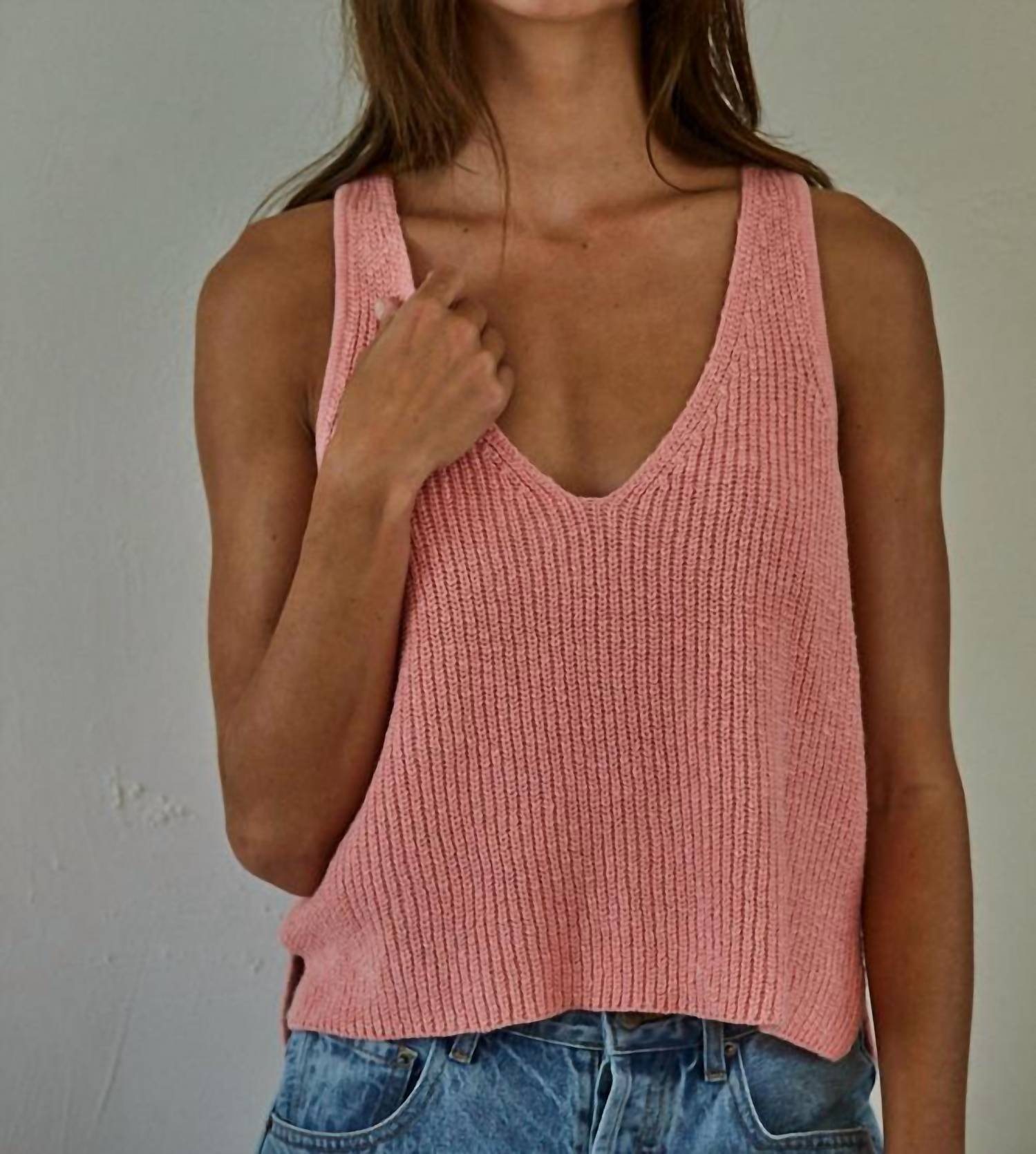 By Together Amai Sweater Tank in peach pink - women's tank top