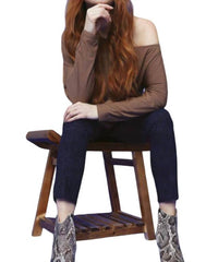 Up! - Women's Bamboo Knit Off-the-shoulder Long Sleeve Top