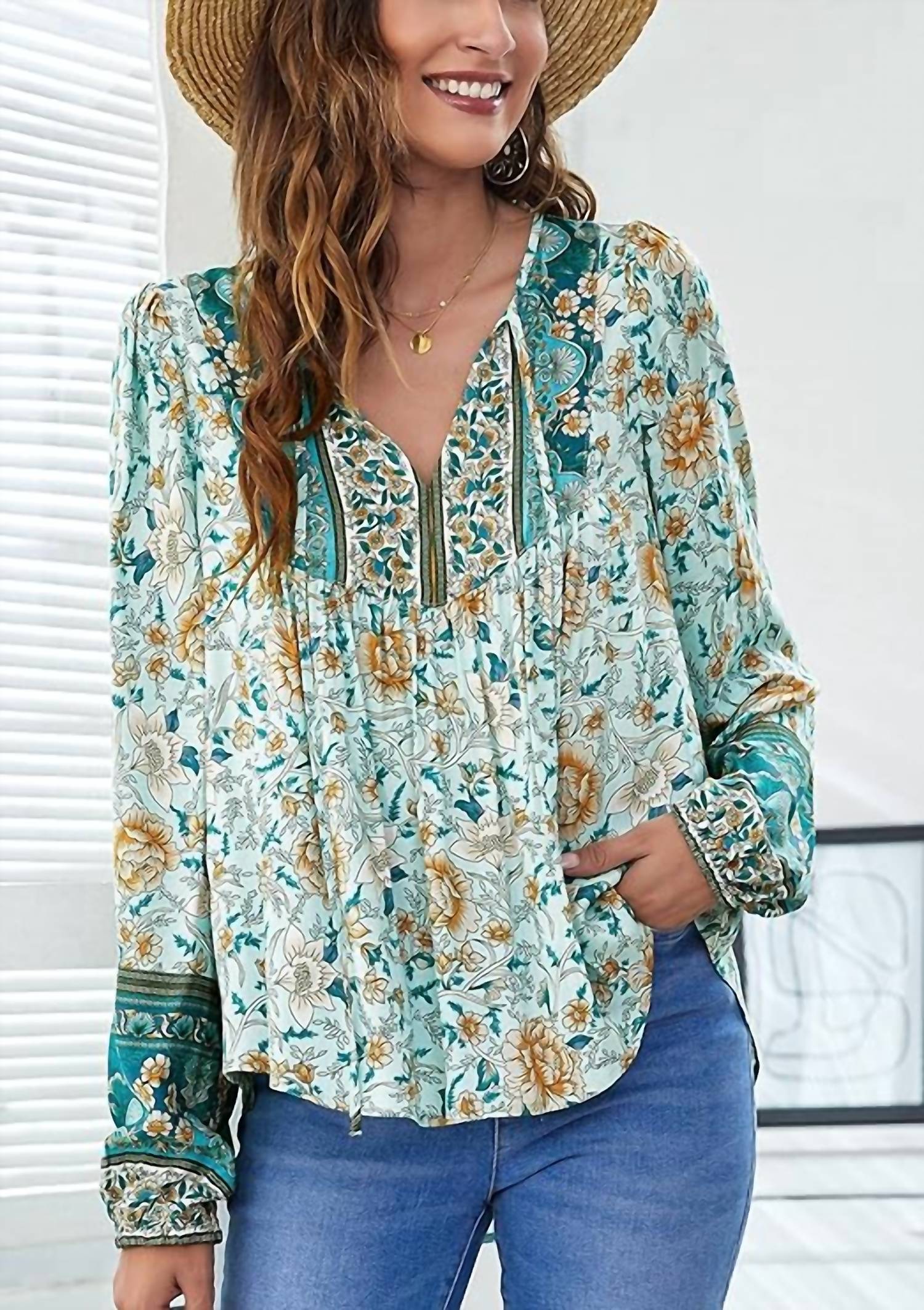 Esley Collection - Bohdi Boho Floral Blouse