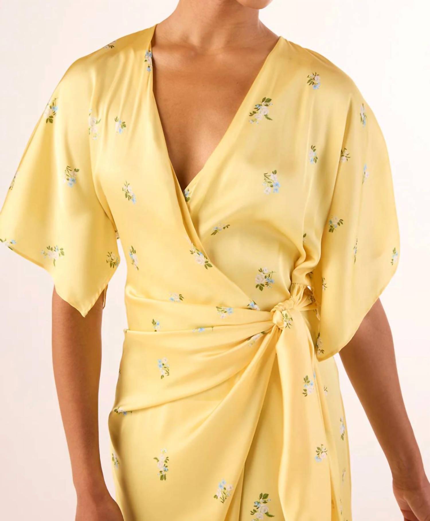 Misa Los Angeles Hadassa Midi Dress in space ditsy yellow - women's dress - view 4