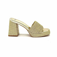 Exe - Women's Metallic Braided Block Heel Mule
