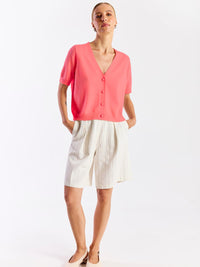 Brodie Cashmere - Button Up Short Sleeve Cashmere Cardigan