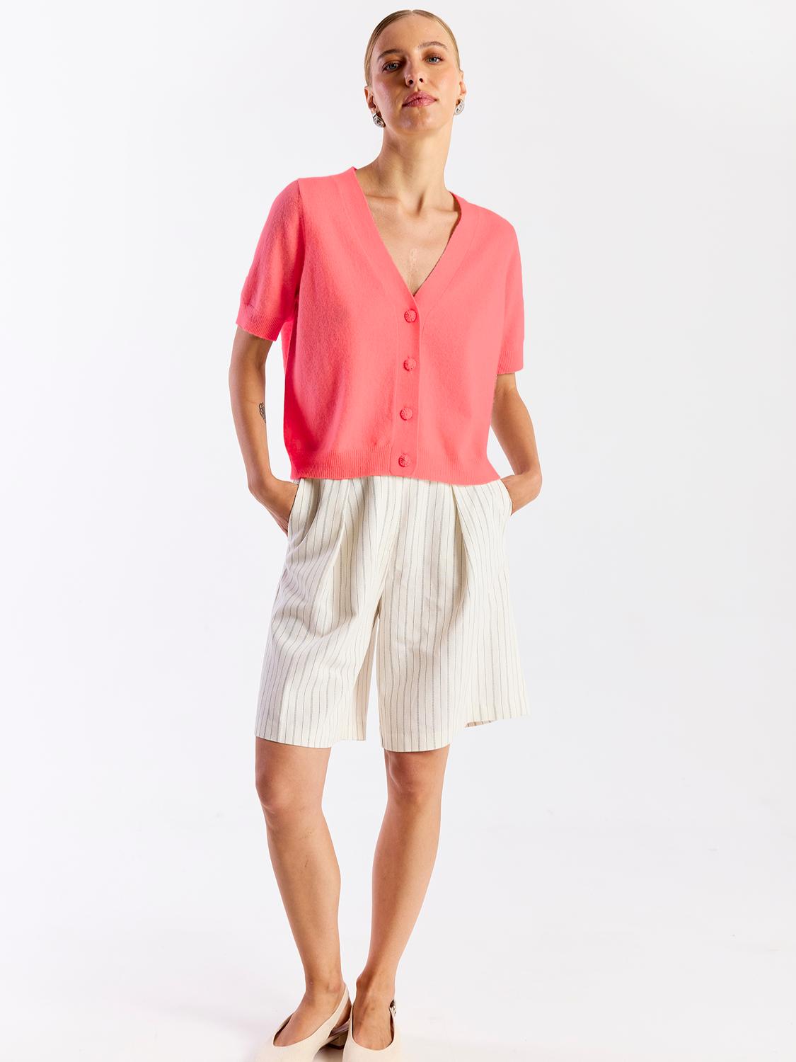 Brodie Cashmere - Button Up Short Sleeve Cashmere Cardigan
