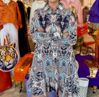 Uncle Frank - Paisley Flounce Shirt Mini Dress