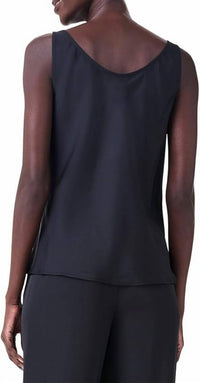 Nic + Zoe Crepe Drape Tank Top in black onxy - women's tank top - detail view
