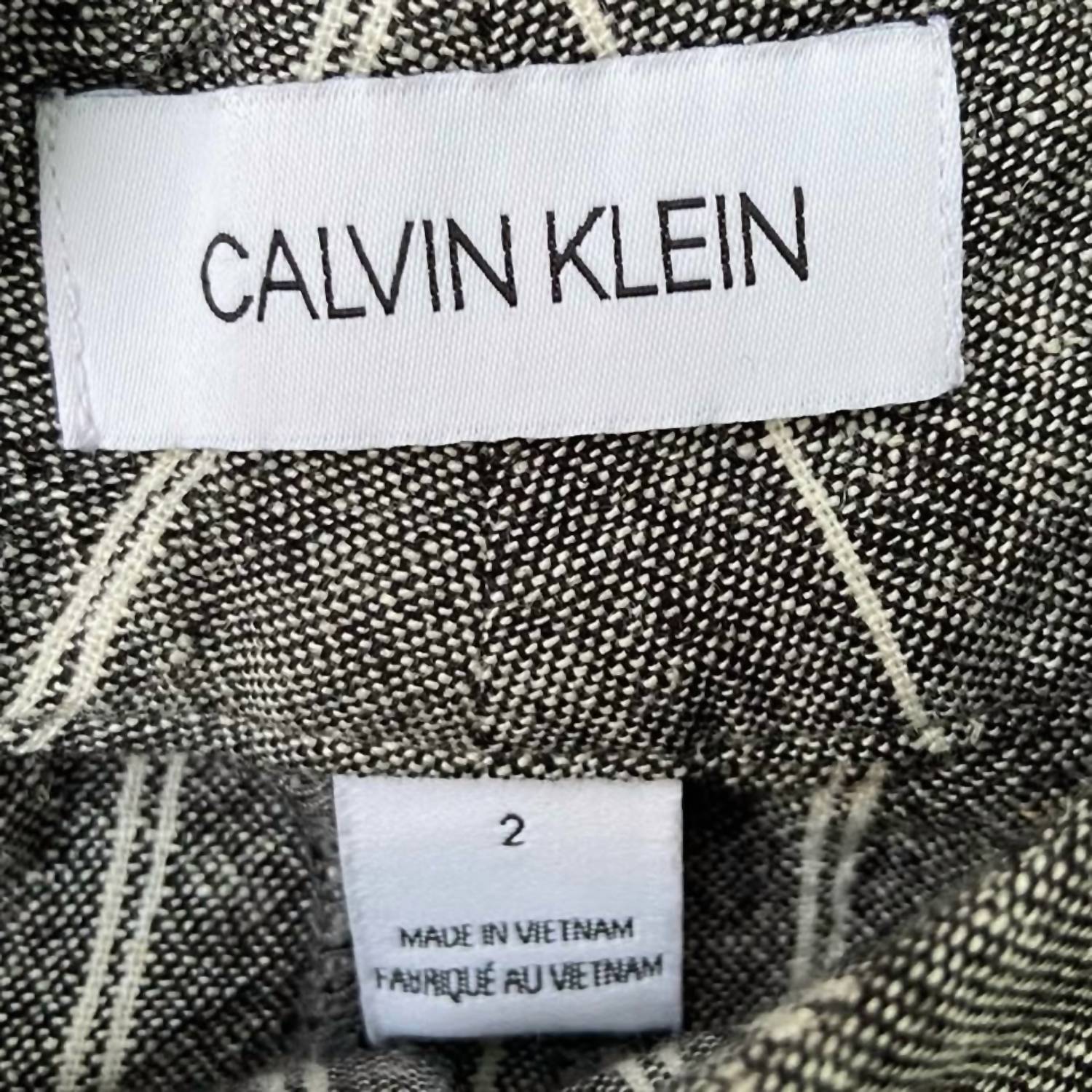 CALVIN KLEIN Women's Linen Blend Striped Shorts with Pockets in gray - women's shorts - alternate view