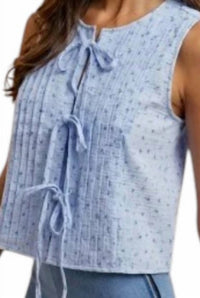 Anniewear - Ditsy Floral Cotton Blouse With Front Tie