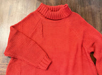 Pretty Persuasions Women's Oversized Turtleneck Sweater in rust orange - women's sweater - detail view
