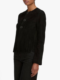 FRAME Saddle Luxe Suede Jacket in black - women's jacket - alternate view