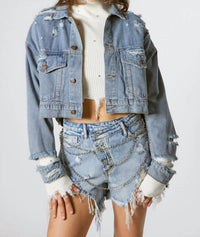 Signature8 - Back Jewel Fringe Crop Jacket