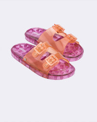 Mini Melissa Girls Wide Slide in orange pink - kids' sandal