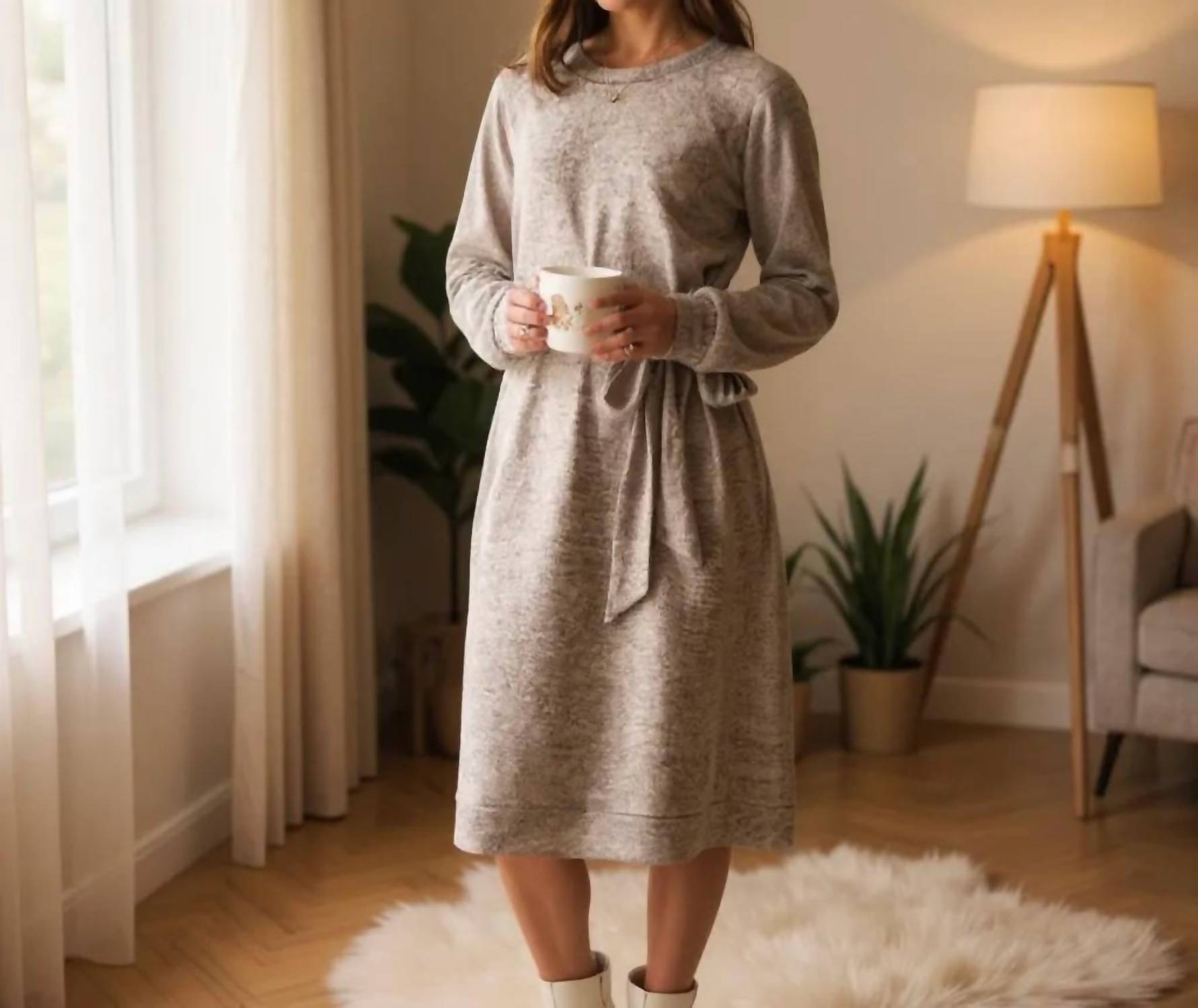Dear Scarlett Hacci Knit Tunic Dress in latte - women's dress