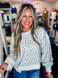 Very J - Oversized Floral Printed Casual Knit Top