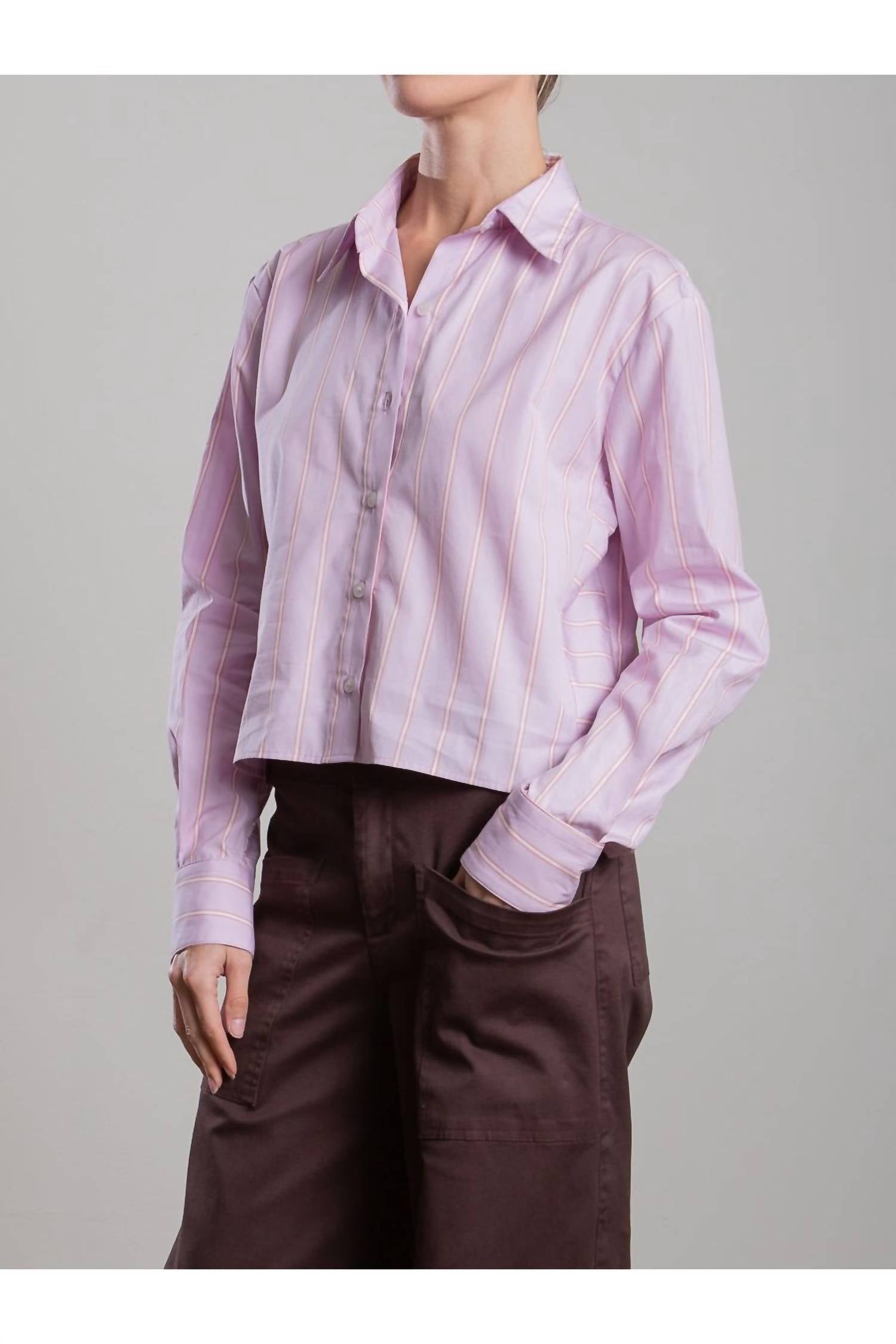 Pharaoh Enzo Japanese Stripe Shirt in lilac - women's shirt - view 4