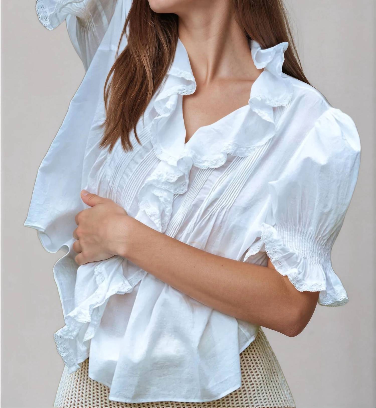 Strawberry Paris Women's Grace Top in white - women's blouse