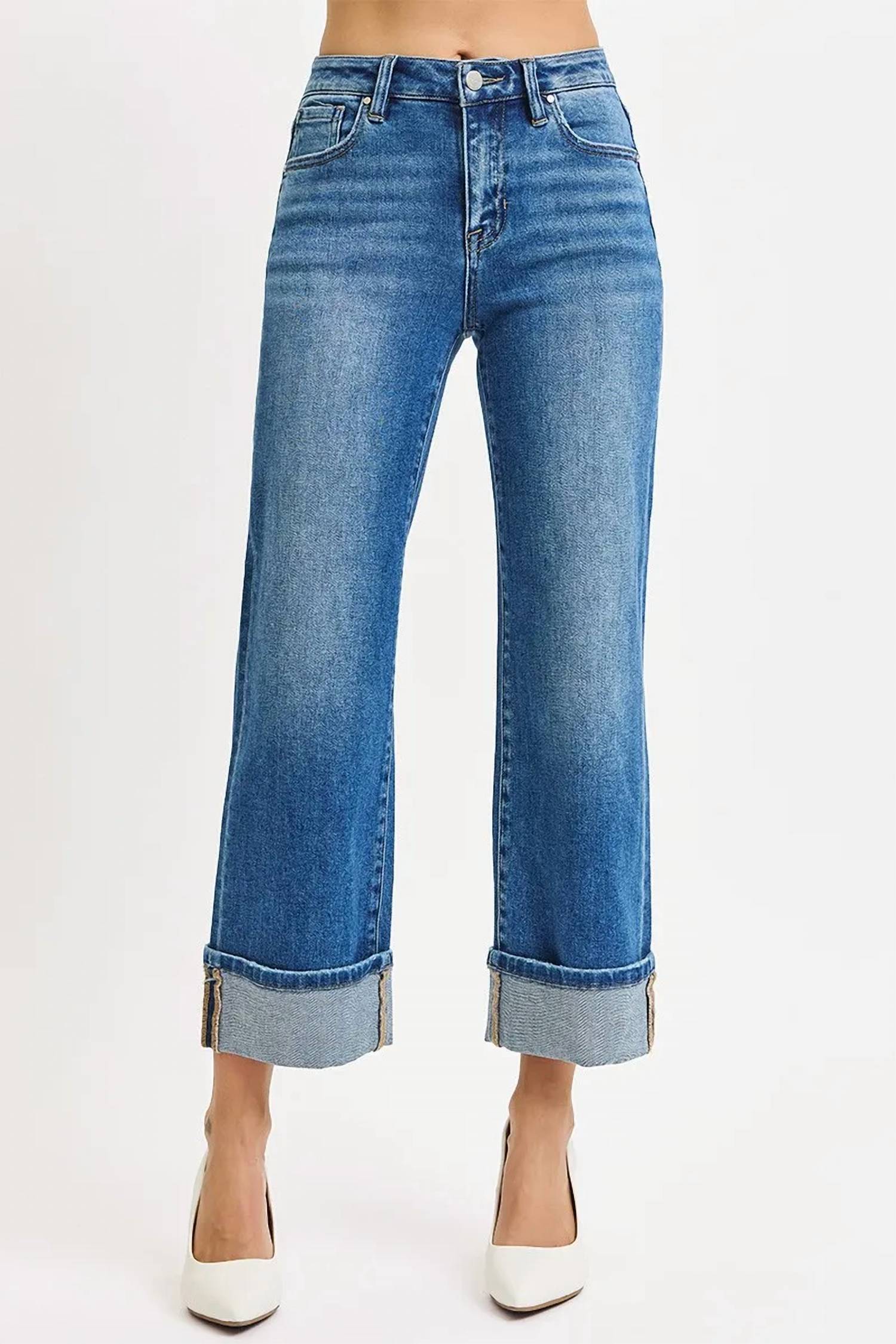 Risen - Tolu Mid Rise Cropped Straight Cuffed Jeans