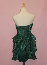 STORIA Women's Satin Strapless Bow Mini Dress in green - women's dress - detail view
