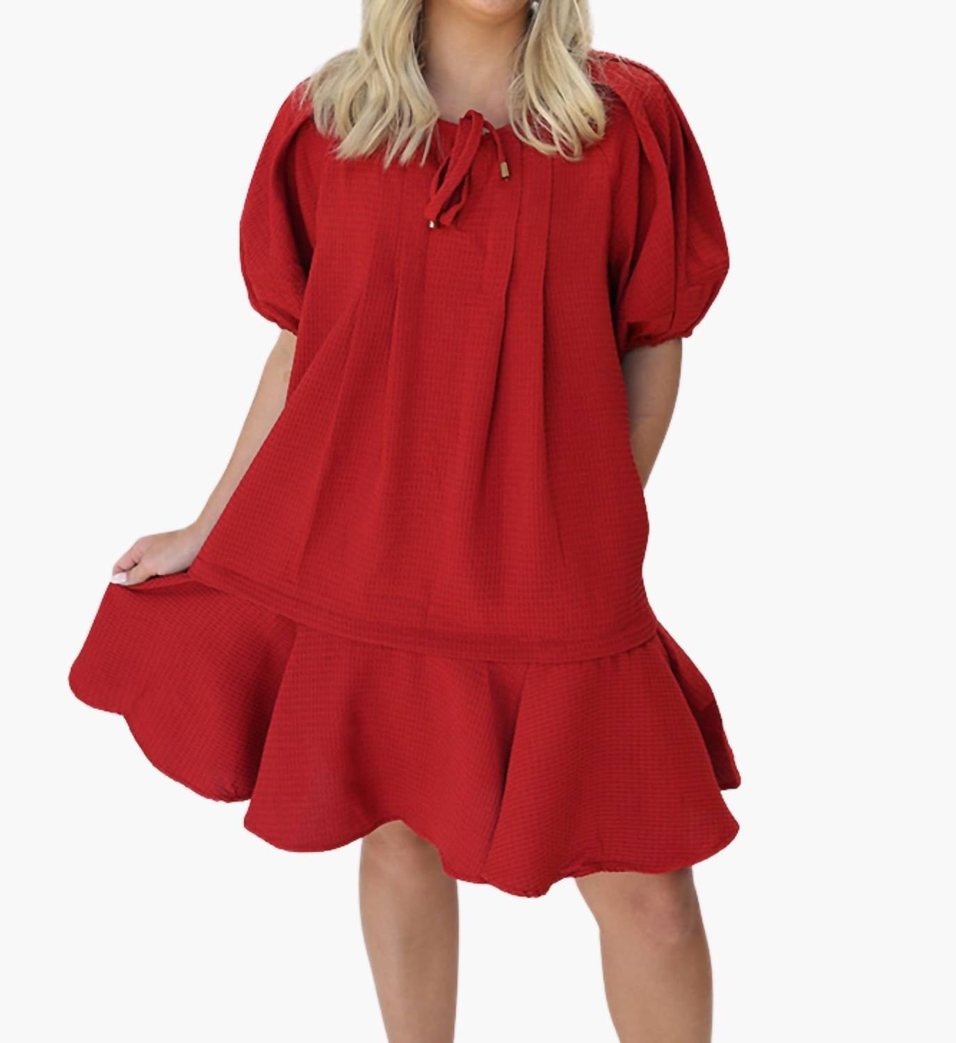 entro Madison Mini Dress in red - women's dress - alternate view