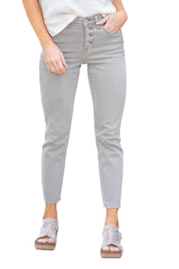Vervet By Flying Monkey - HIGH RISE BUTTON UP SLIM STRAIGHT JEANS