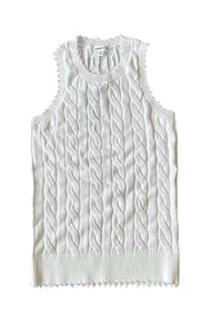 Minnie Rose - Women's Cotton Frayed Cable Tank