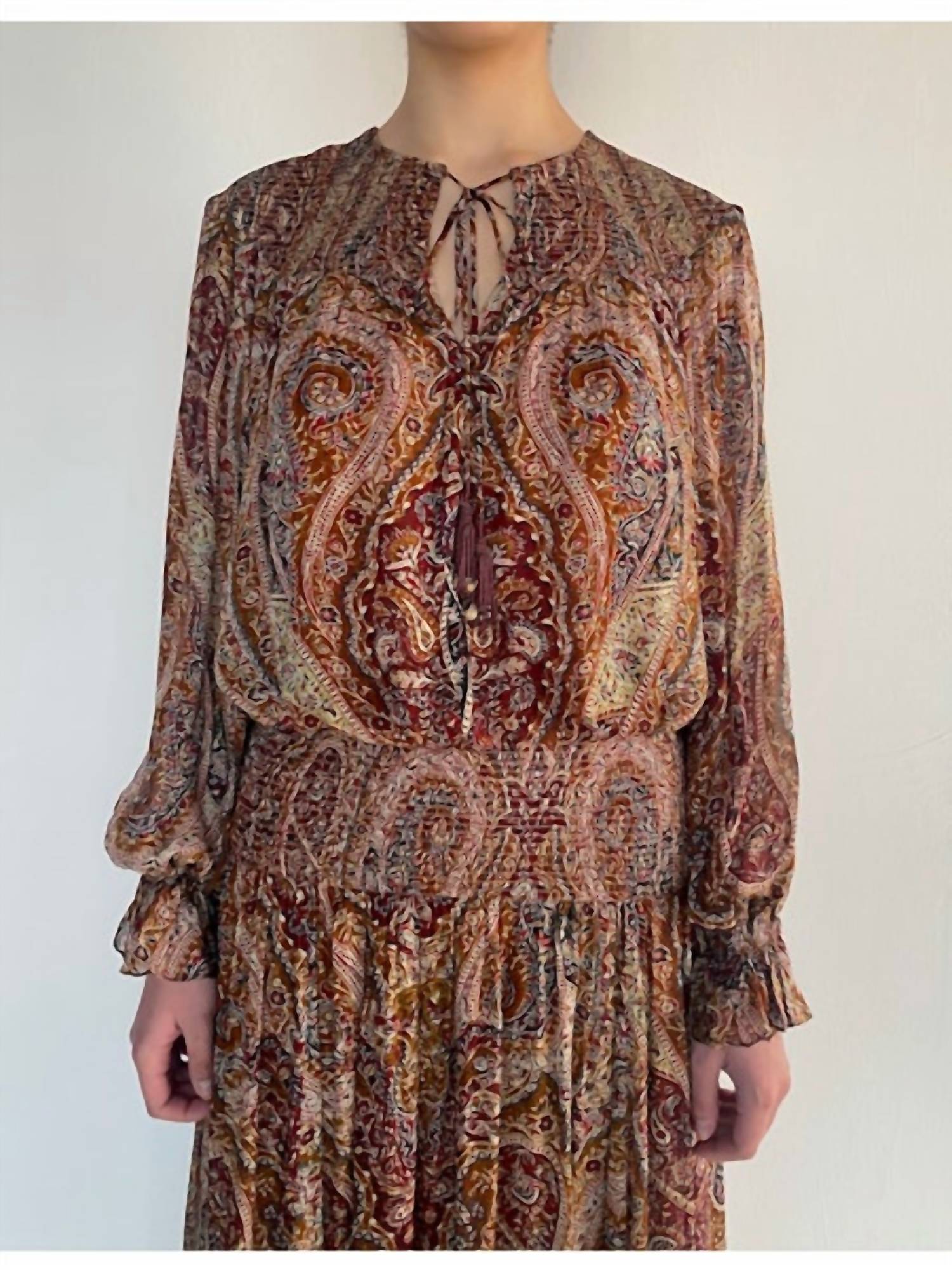 Hemant & Nandita - Smocked Detail Maxi Dress