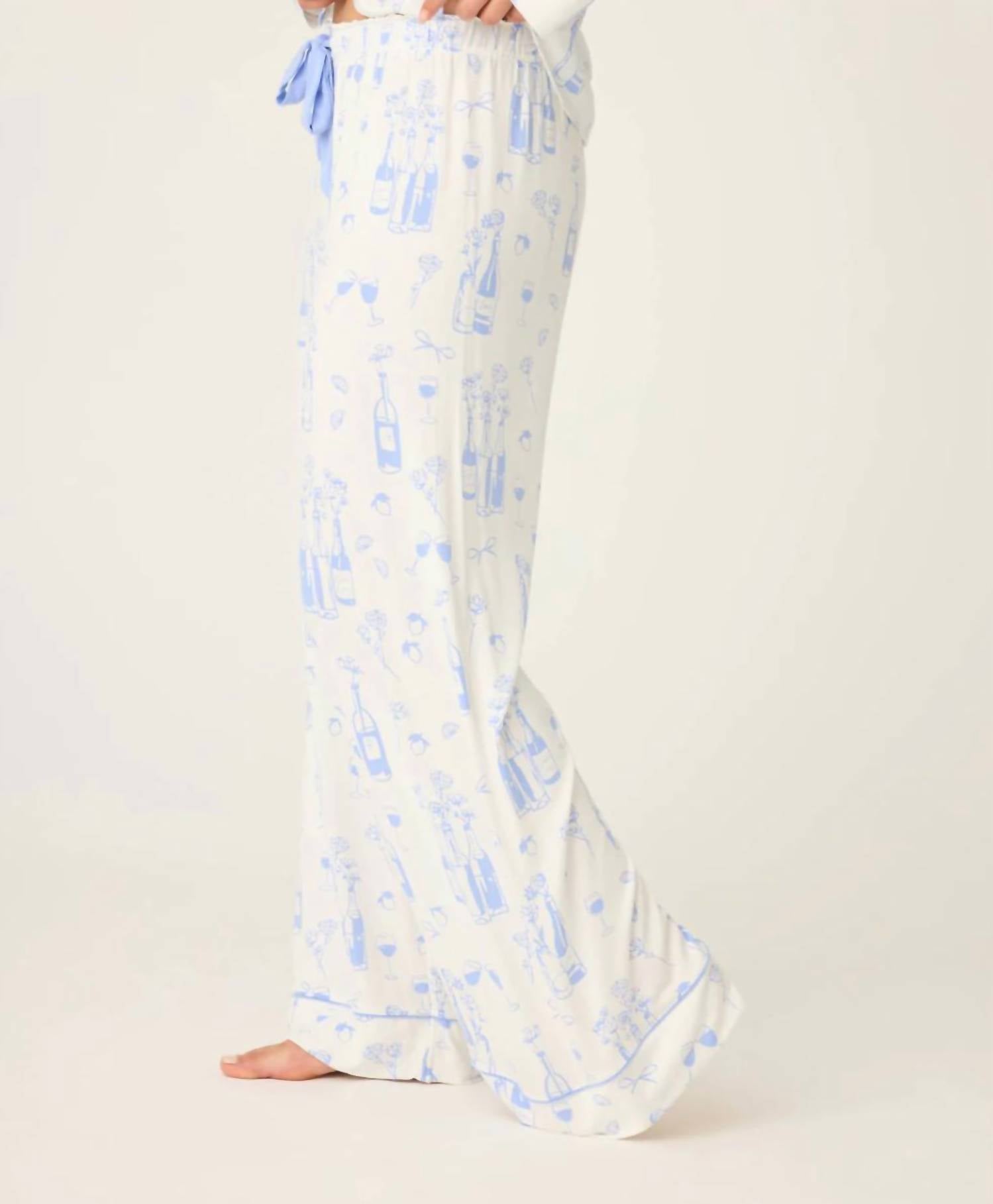 PJ Salvage Parisian Dreams Pajama Pant in white - women's intimate - detail view