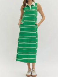 entro Polo Stripe Midi Dress in green - women's dress
