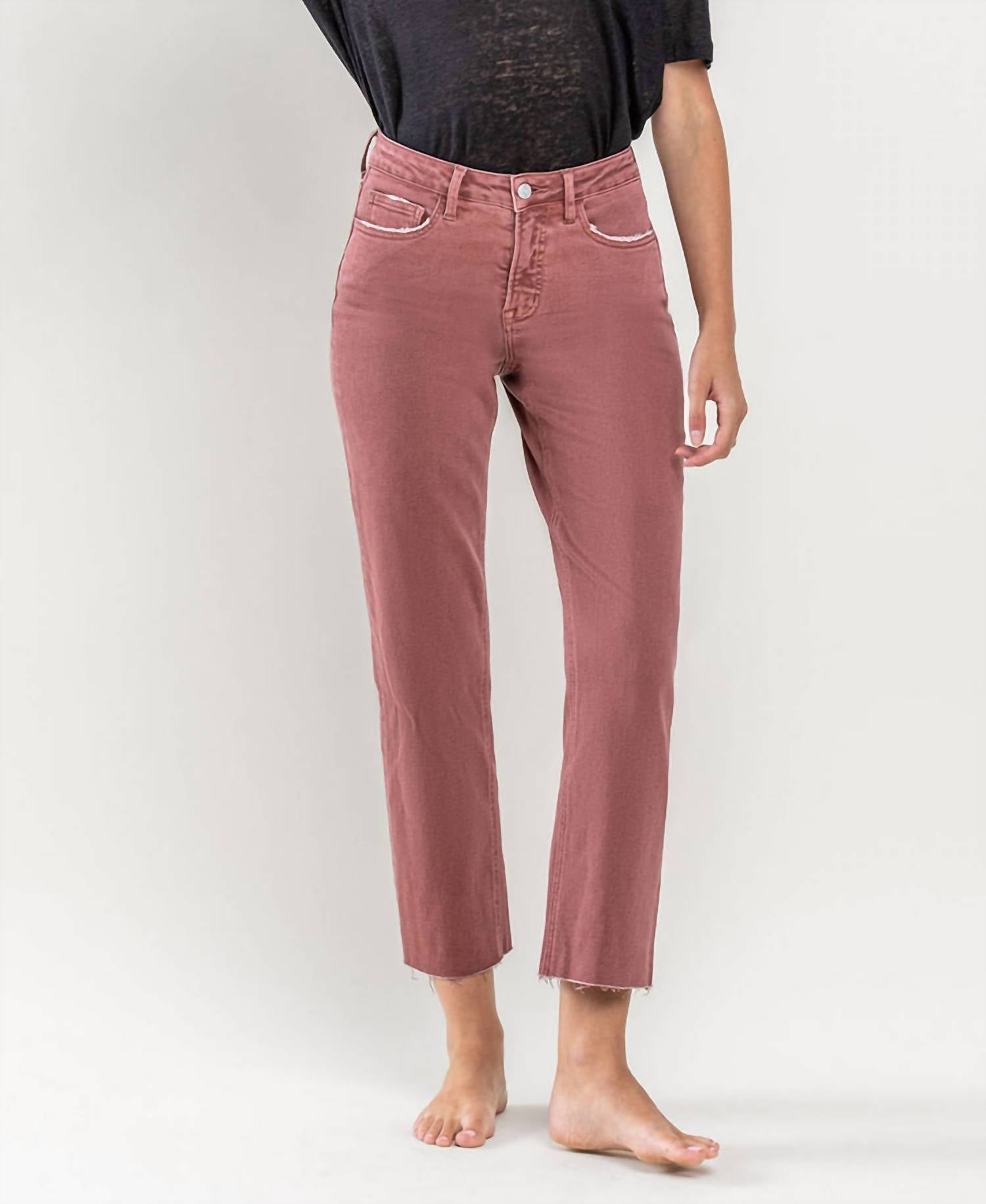 Lovervet - Tummy Control High Rise Crop Straight Jeans