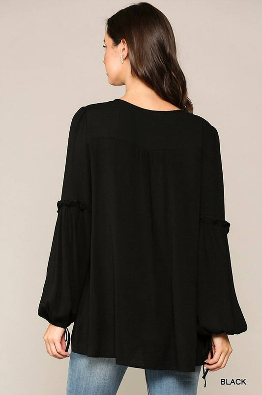 Gigio - Enna Textured Puff Sleeve Top
