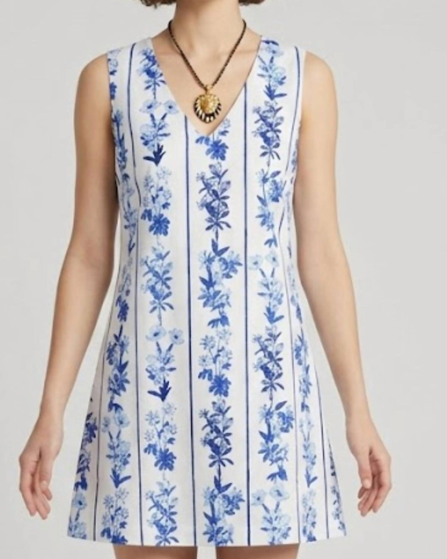 Anna Cate Kaylor Mini Dress in blue floral stripe - women's dress