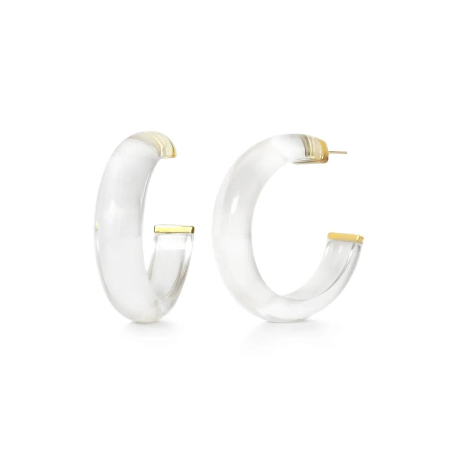Gold & Honey - Women's Small Illusion Lucite Hoop Earrings