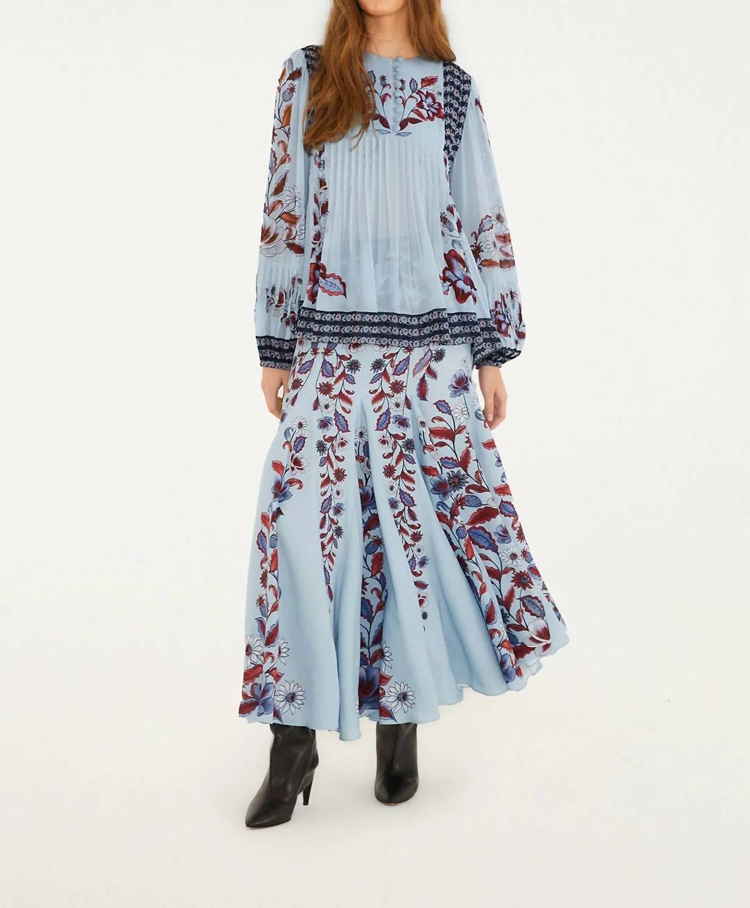 Farm Rio - Marcelle Crochet Buttons Pleated Blouse