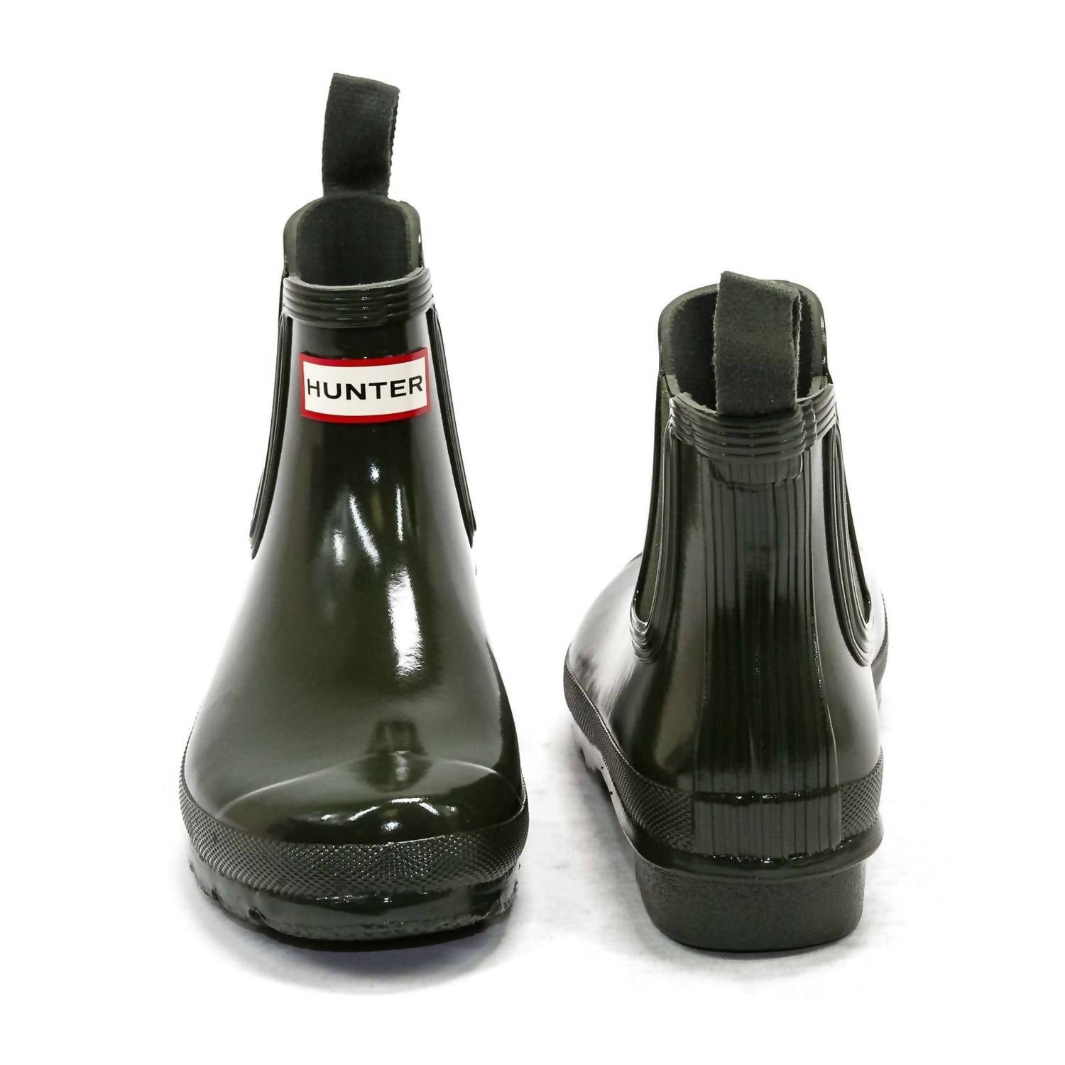HUNTER Women's Original Gloss Chelsea Boots in dark olive - women's shoe - alternate view