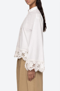 SEA Iyla Soutache Long Sleeve Blouse in white - women's shirt - alternate view