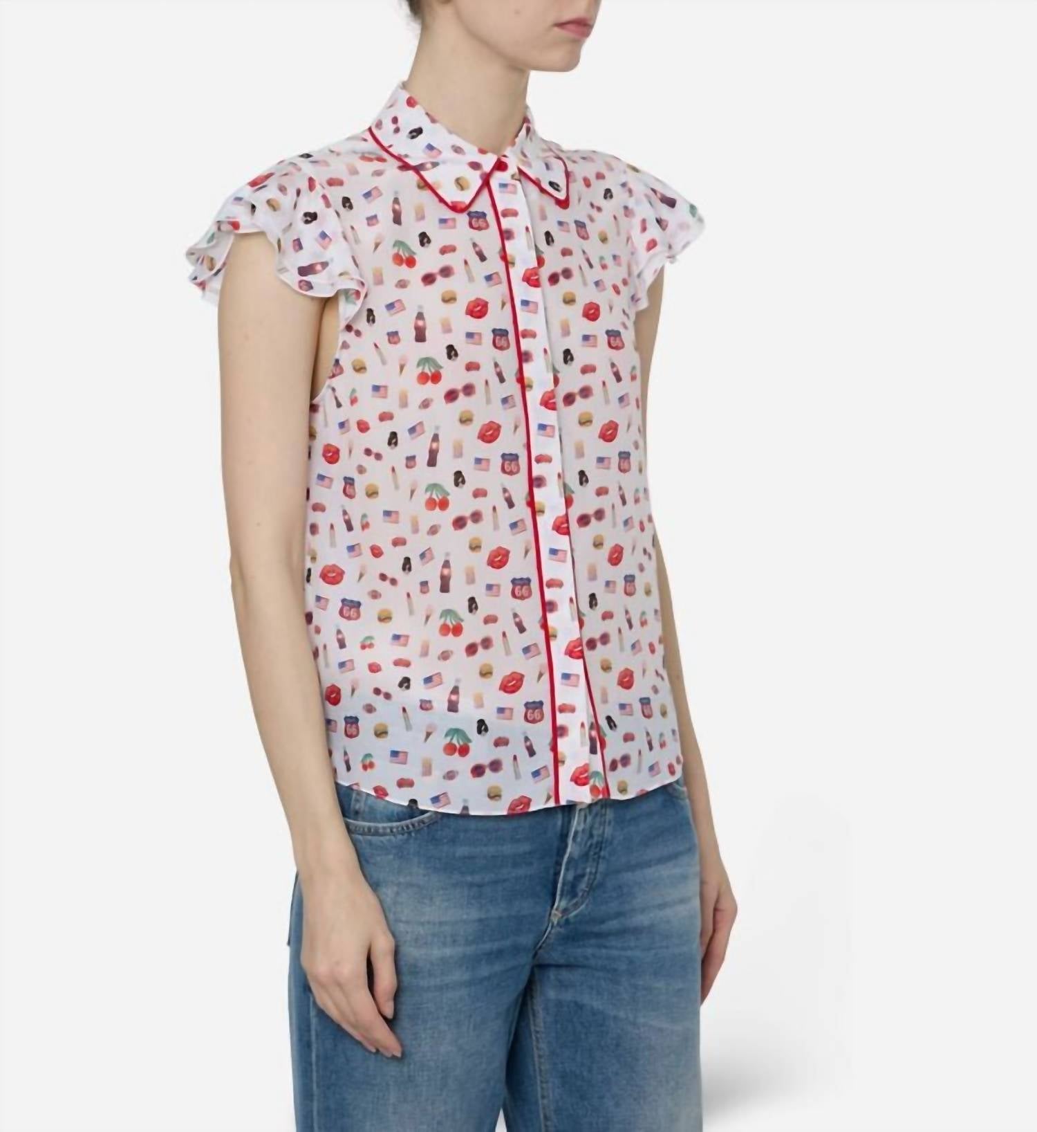 alice + olivia Willa Top in multicolor - women's blouse - detail view