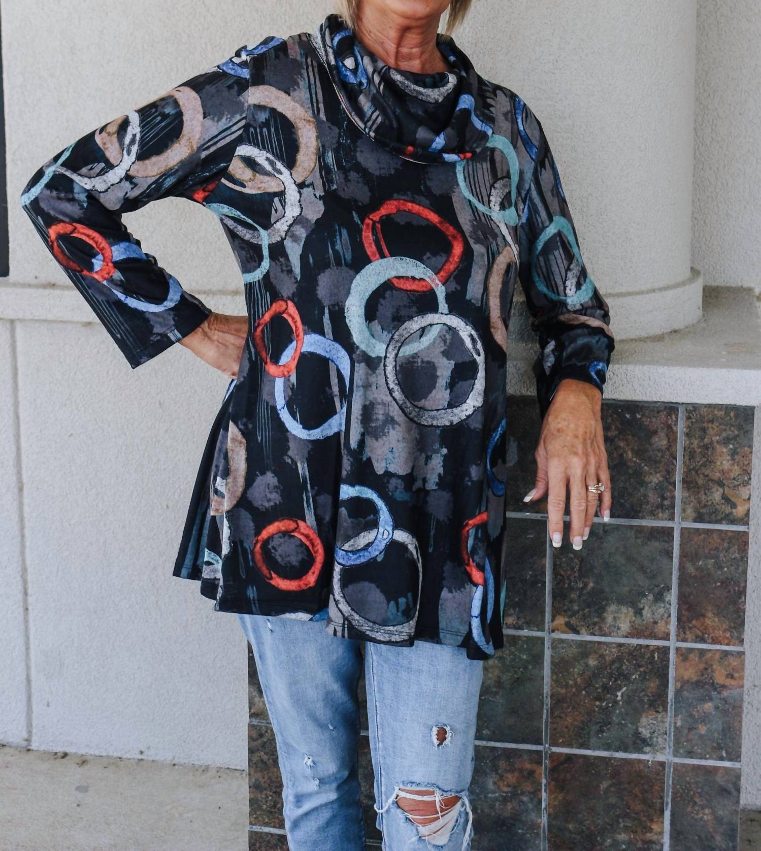 Jess & Jane - French Brushed Mock Neck Knit Tunic