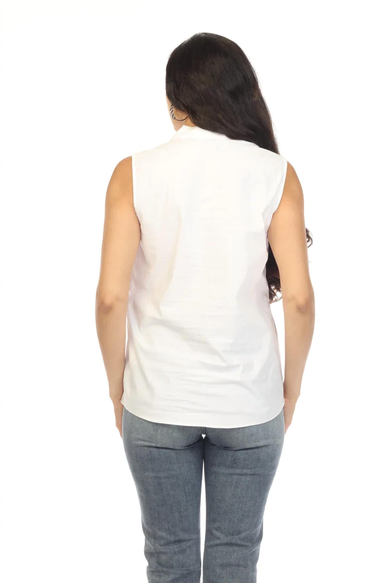 Vanilla Pleated V-Neck Sleeveless Top