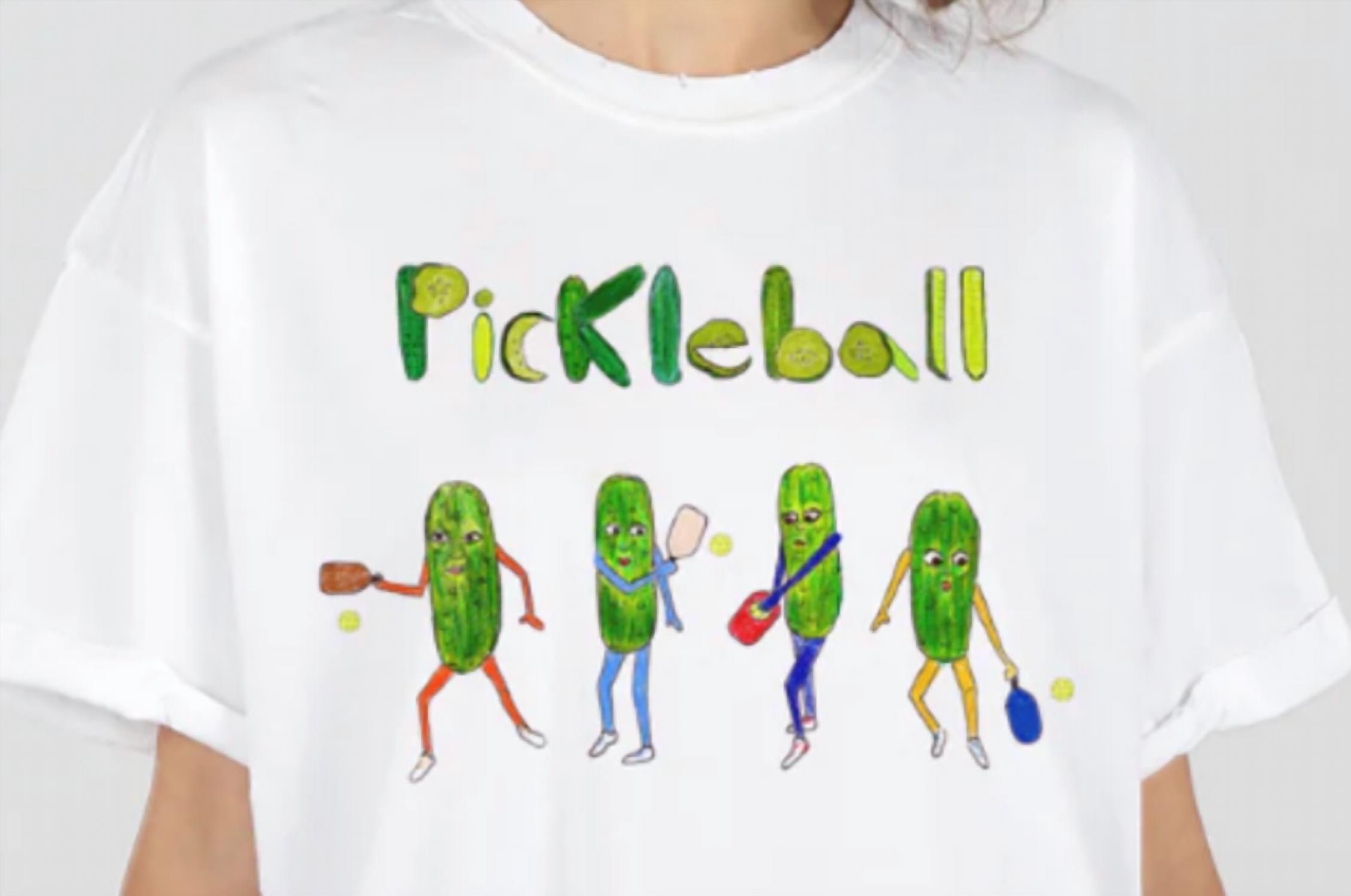 UNFORTUNATE PORTRAIT Pickleball Boyfriend Tee in white - women's t-shirt - detail view