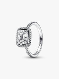 Pandora - Women's Rectangular Sparkling Halo Ring