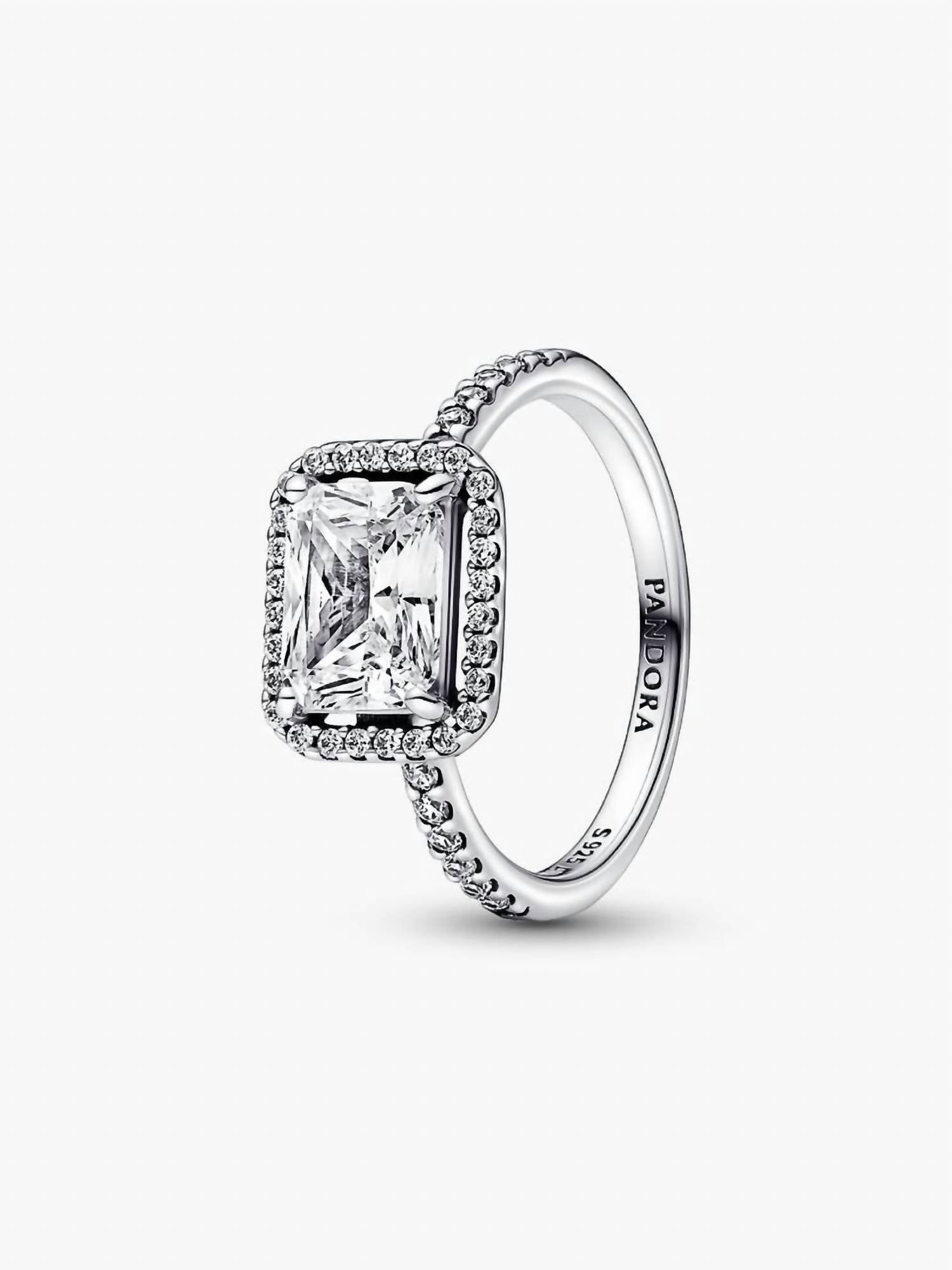 Pandora - Women's Rectangular Sparkling Halo Ring