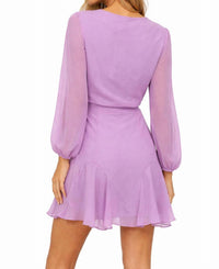 Amanda Uprichard Chiffon Mini Dress in lavender - women's dress - detail view