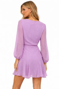 Amanda Uprichard Chiffon Mini Dress in lavender - women's dress - alternate view