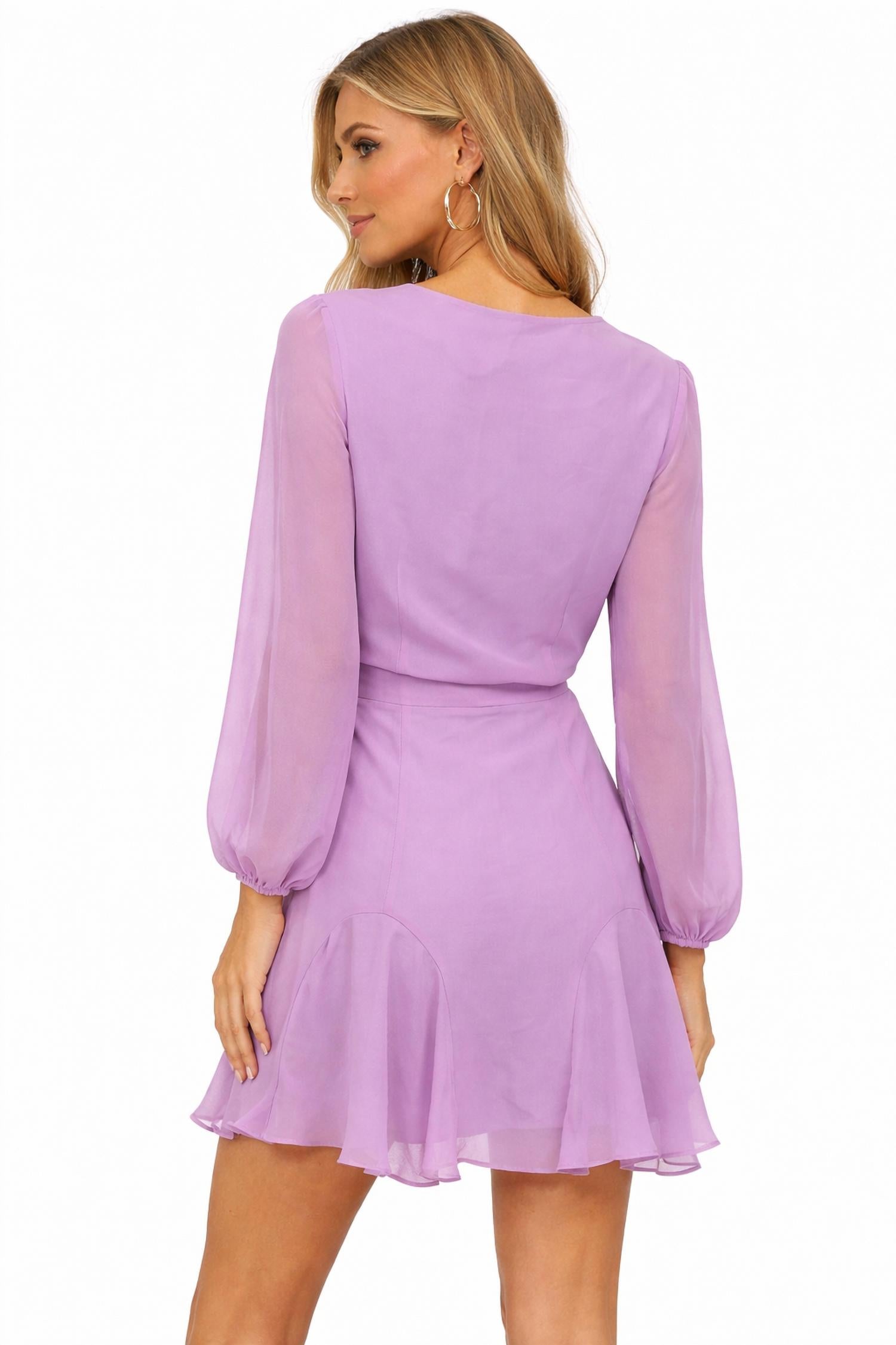 Amanda Uprichard Chiffon Mini Dress in lavender - women's dress - alternate view